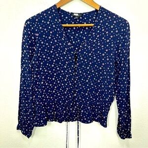 Rails XS‎ Button Front Blouse Navy Blue Celestial Casual Night Out